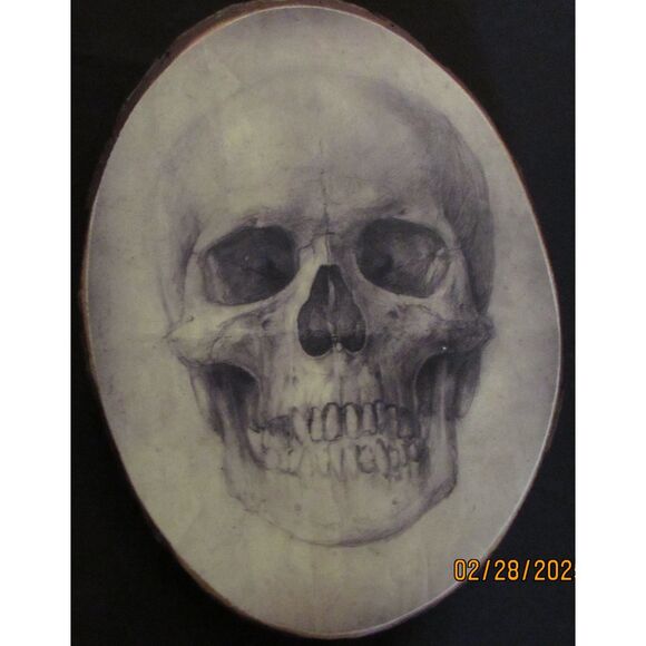 Wood sliced plaque human skull wood art wall picture gothic goth gallery wall - Picture 3 of 9